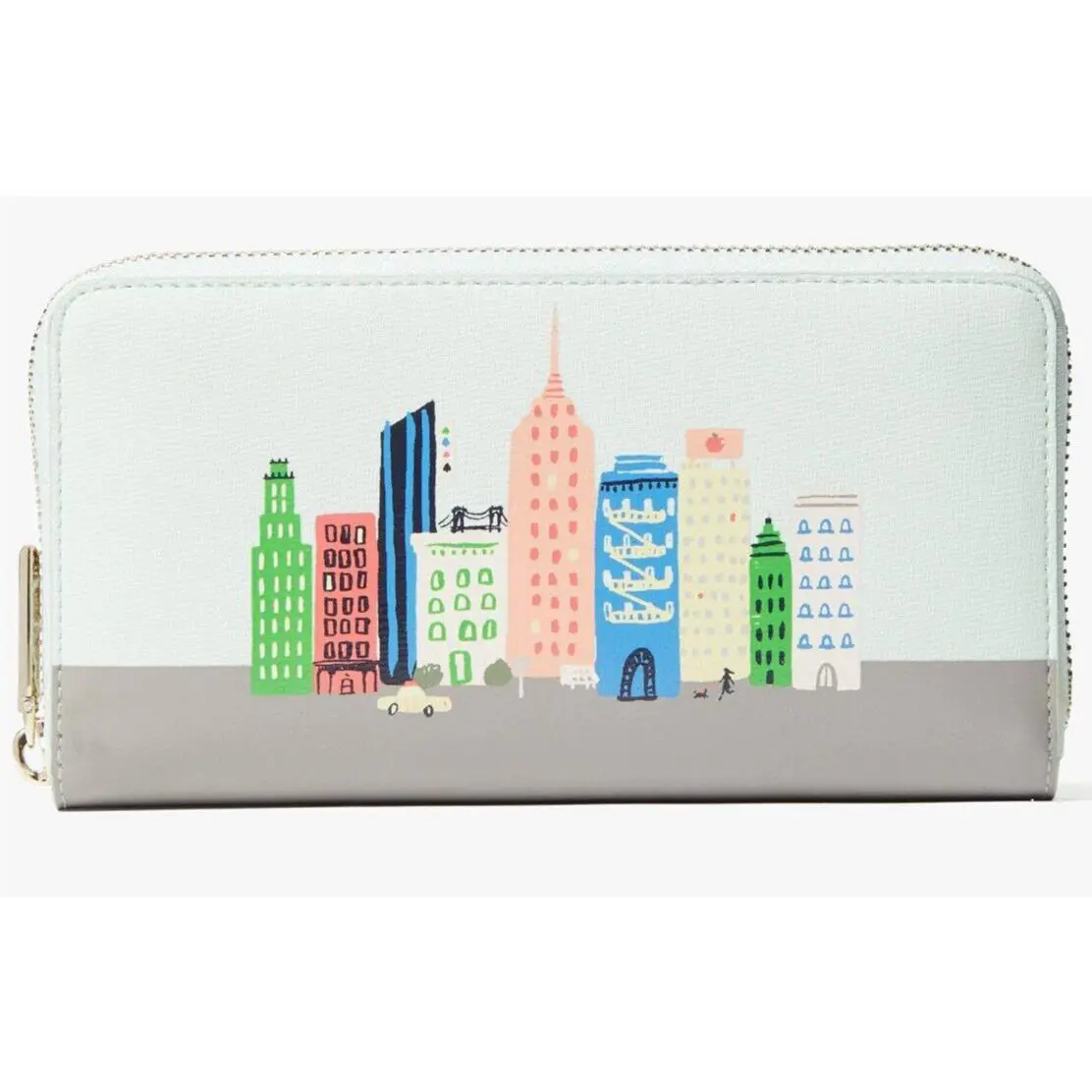 Kate Spade Large Continental Wallet Mint City Skyline Ziparound PWR00388