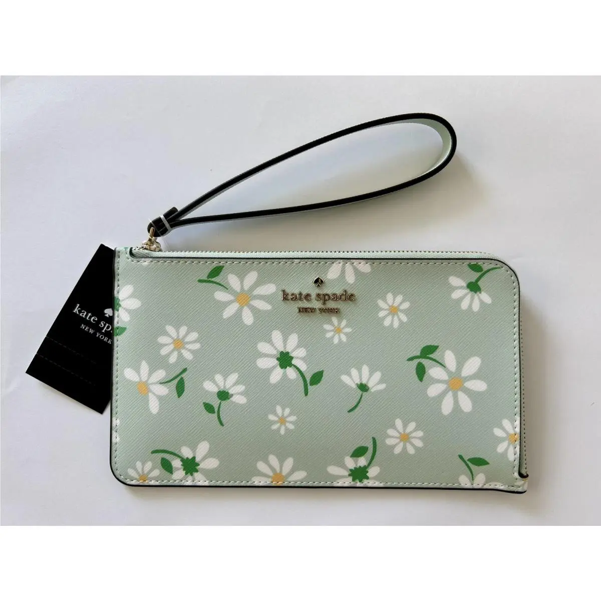 Kate Spade Lucy Day Tripper Daisy Medium L-zip Wristlet Crystal Blue RP