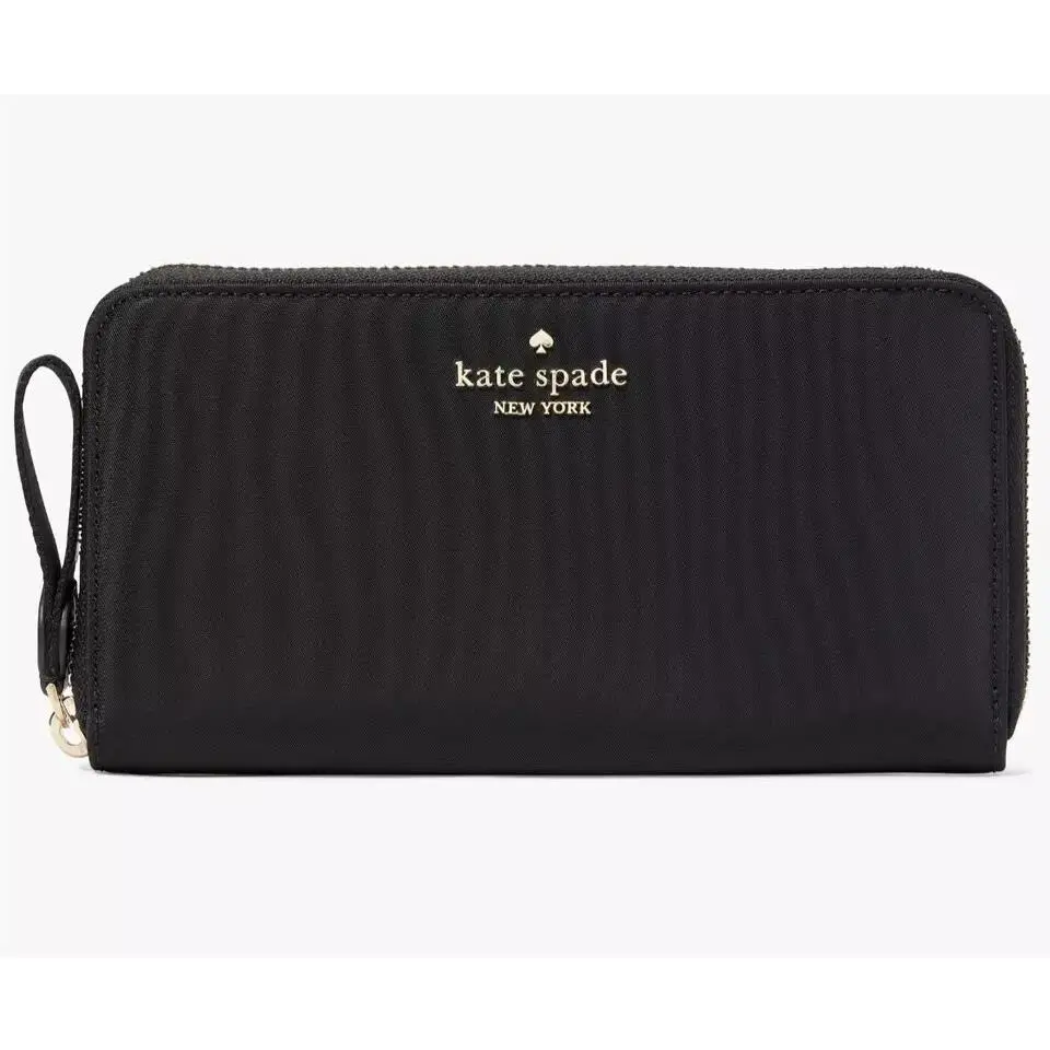Kate Spade Chelsea Large Continental Wallet Black Nylon Ziparound KC631