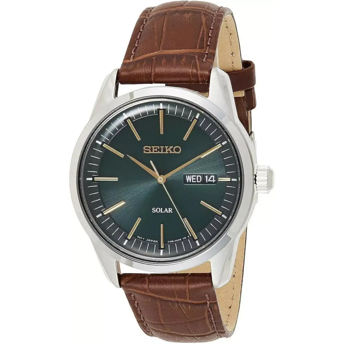 Seiko Men`s Core Green Dial Stainless Steel Solar Watch - SNE529P1