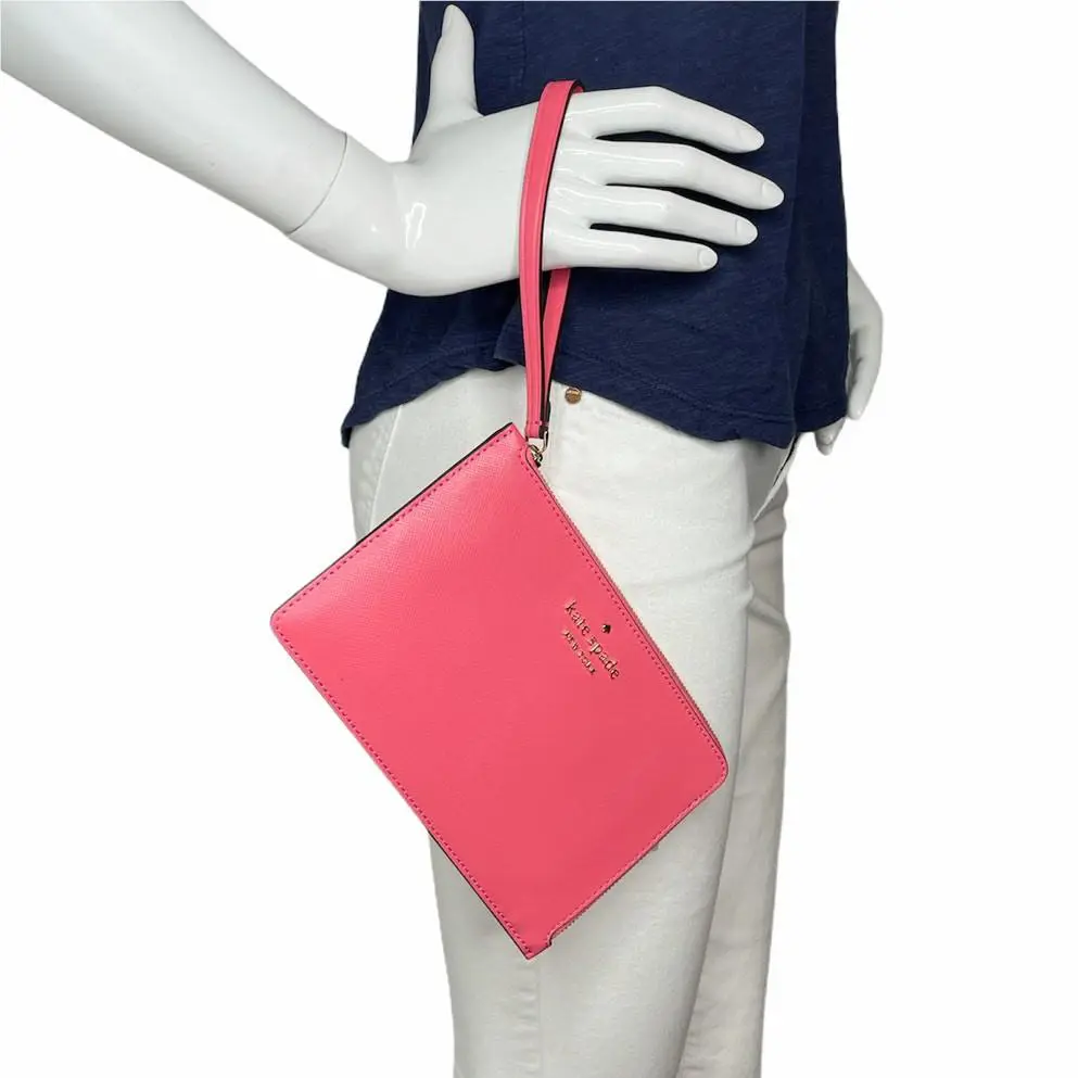 Kate Spade Staci Medium L-zip Wristlet Wallet Garden Pink