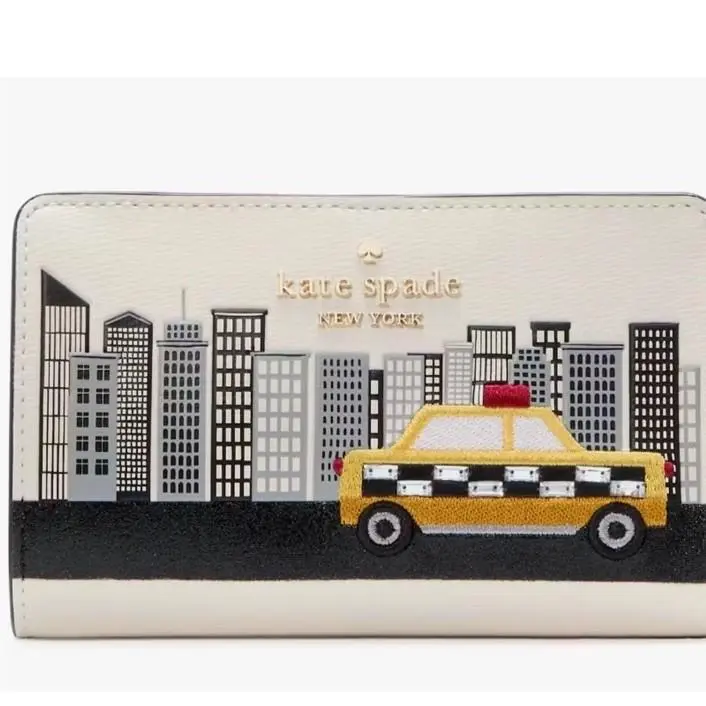 Kate Spade Nyc Big Apple Taxi Medium Wallet Meringue KJ058 Off White Ivory