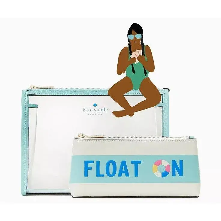 Kate Spade Clear Cosmetic Pouch Splash Pool Float K7205 Aquamarine