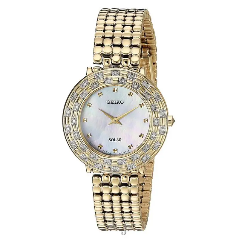 Seiko Tressia Mop Dial Woman’s Watch SUP374 - Dial: Mother of Pearl, Band: Gold, Bezel: Gold, Crystal