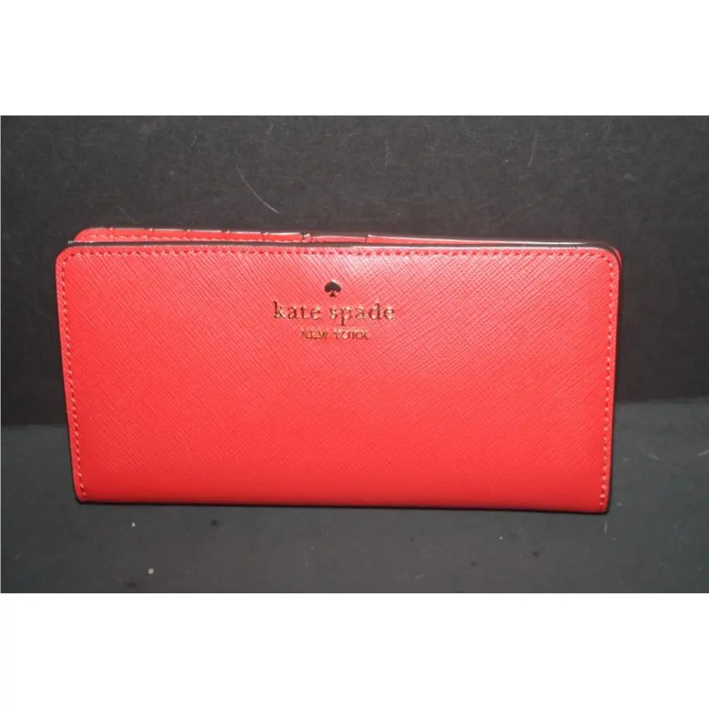 Kate Spade Madison Large Leather Slim Bifold Wallet Candied Cherry Red KC579