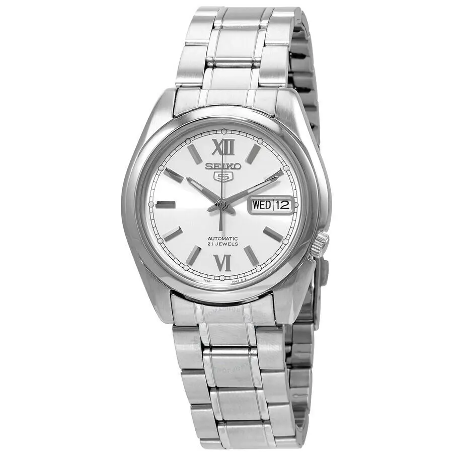 Seiko 5 SNKL51 Men`s Stainless Steel Silver Dial Day Date Automatic Watch