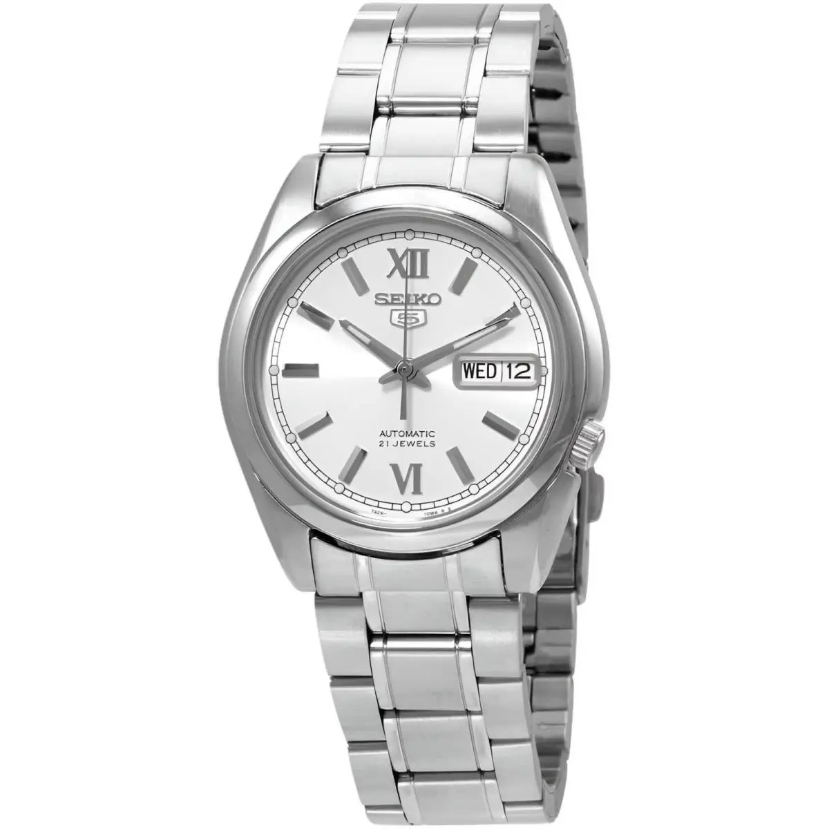 Men`s Watch 5 Day-date Automatic Silver Tone Dial Steel Bracelet SNKL51K1 by Seiko