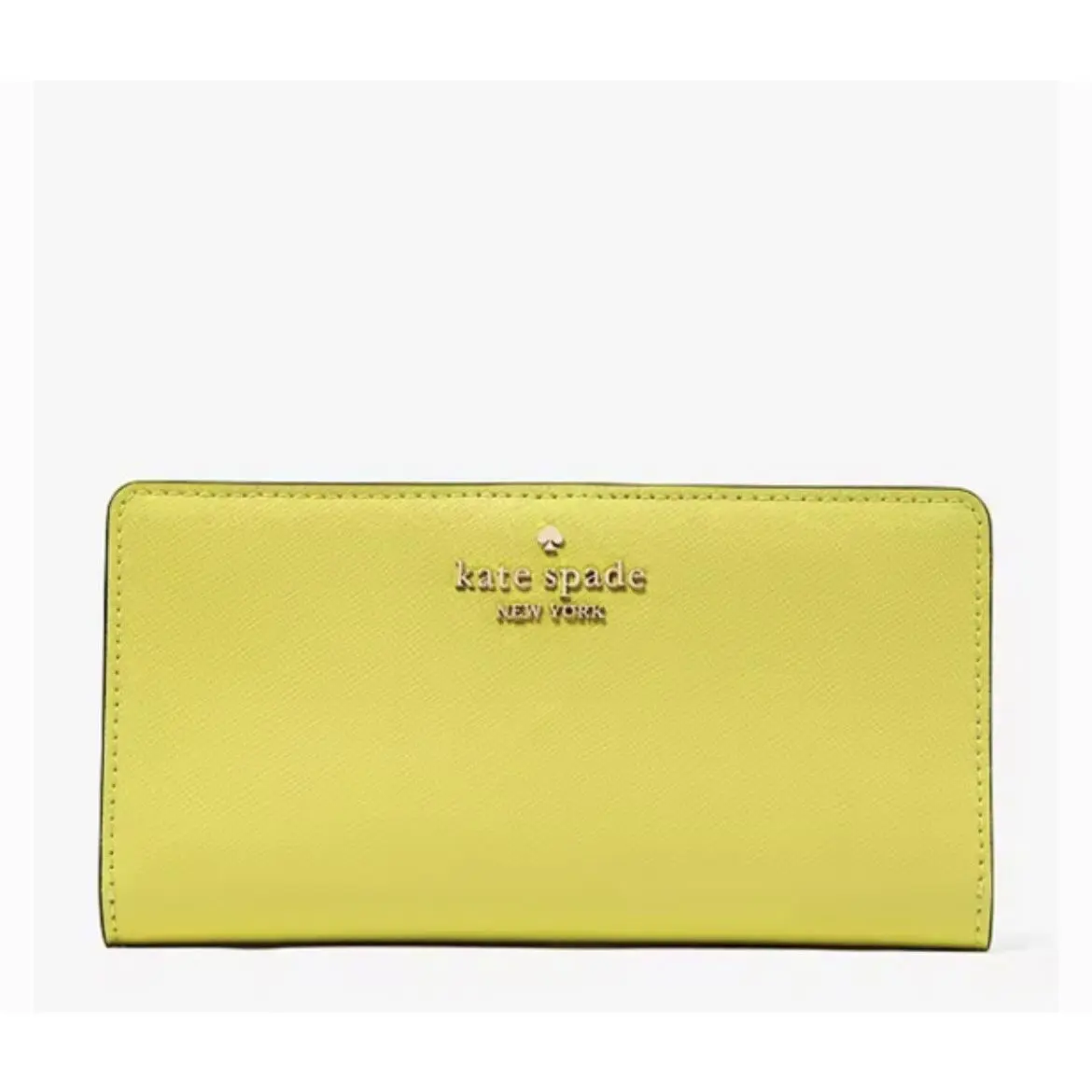 Kate Spade New York Leather Madison Large Slim Bifold Wallet In Lime Slice