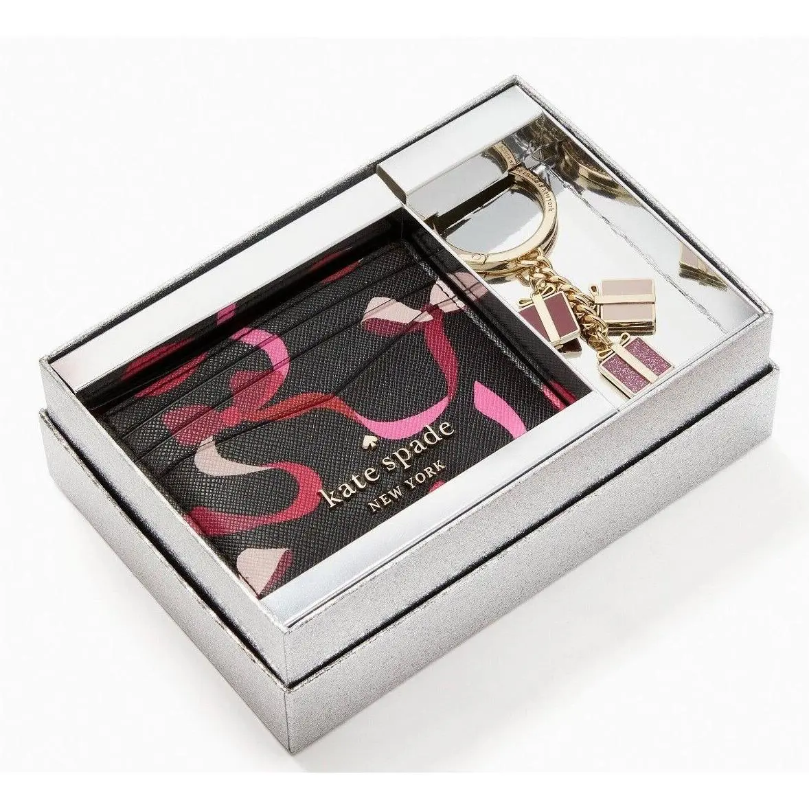 Kate Spade Staci Boxed Card Holder Black Wallet Key Chain K4812