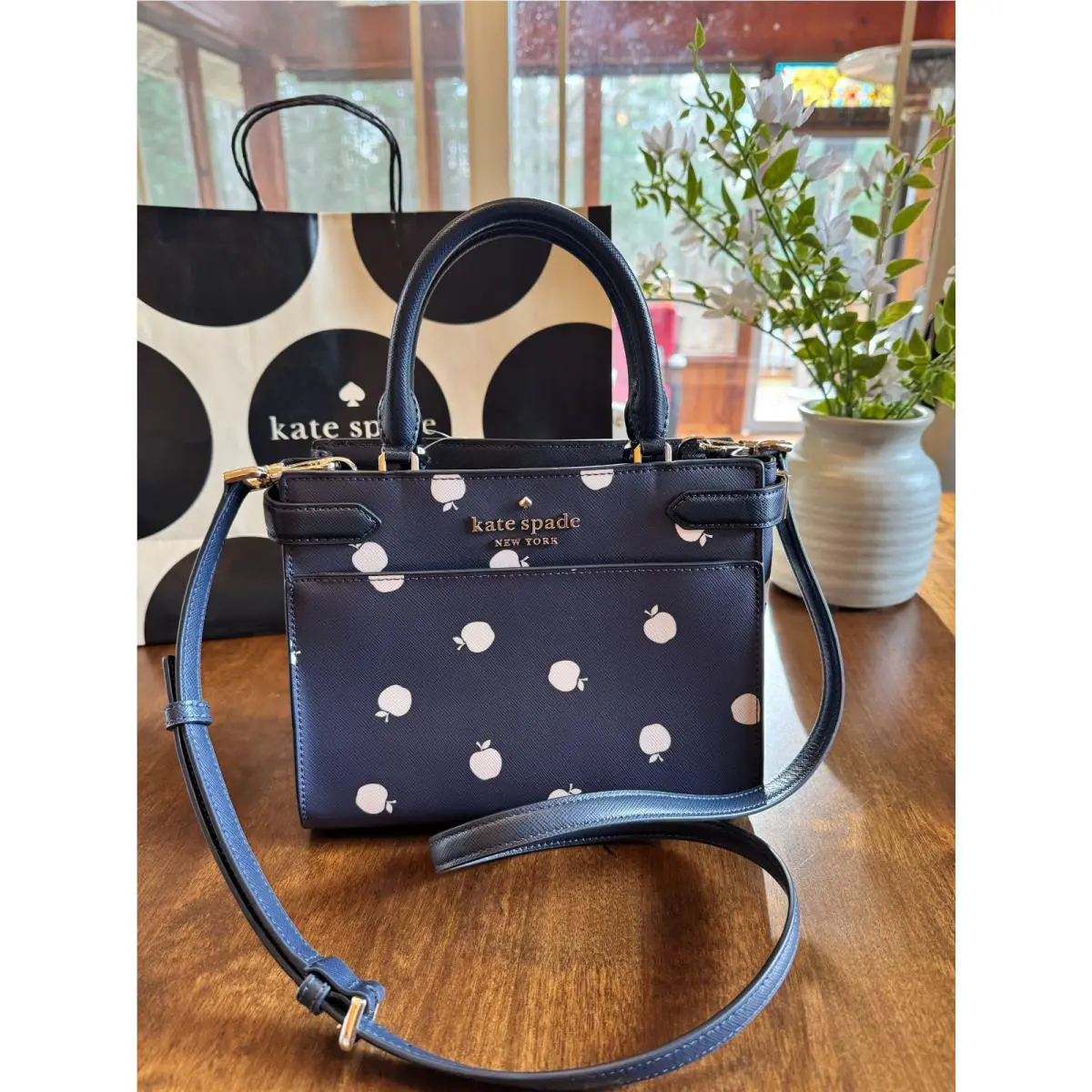 Kate Spade Staci Small Satchel Crossbody Orchard Toss Apple Print