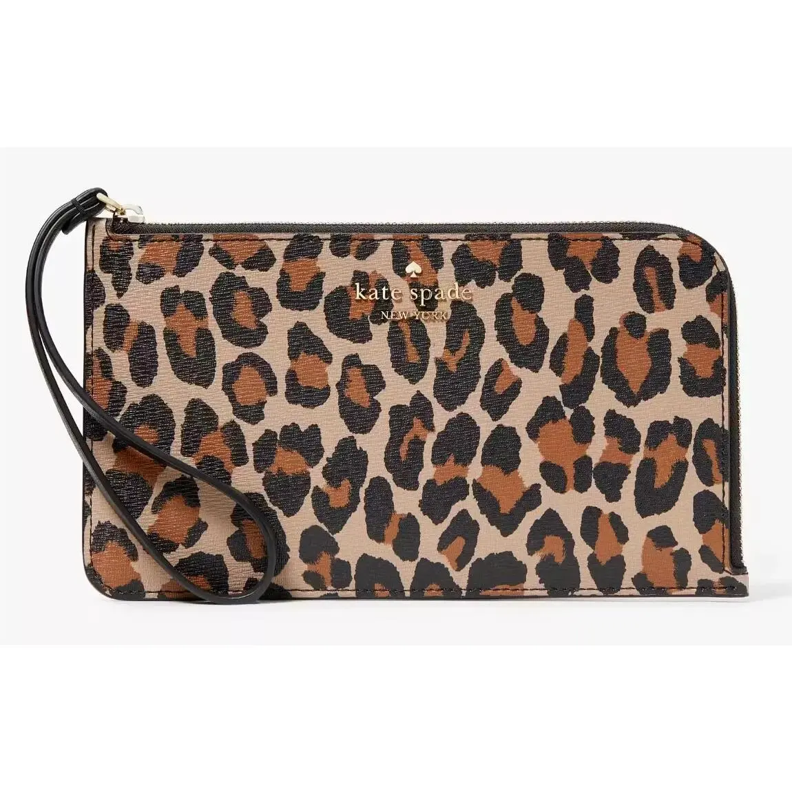 Kate Spade Lucy Leopard Medium Saffiano L-zip Wristlet KH767 Wallet