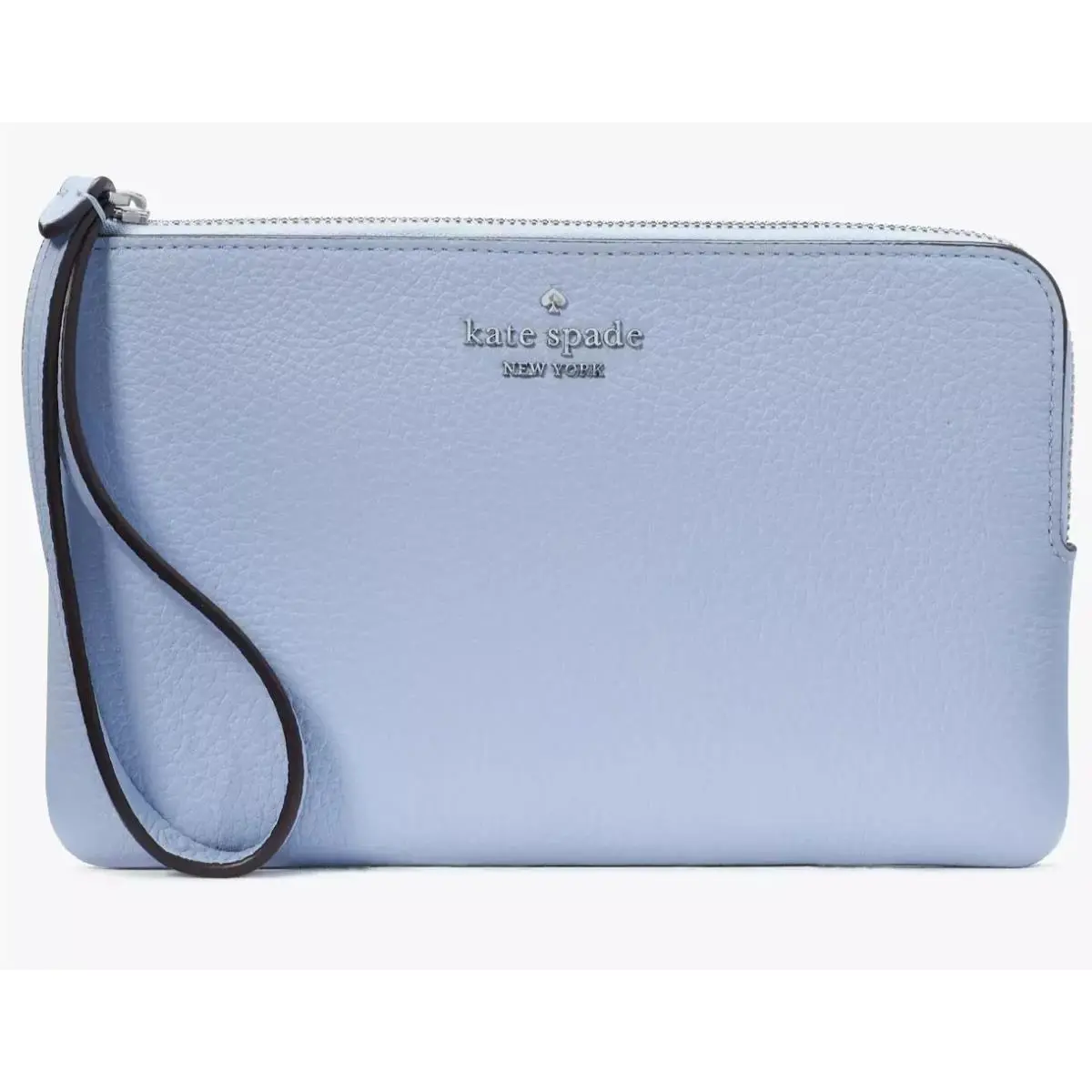 Kate Spade Leila Medium L-zip Wristlet Blue Leather Wallet KE933 Retail