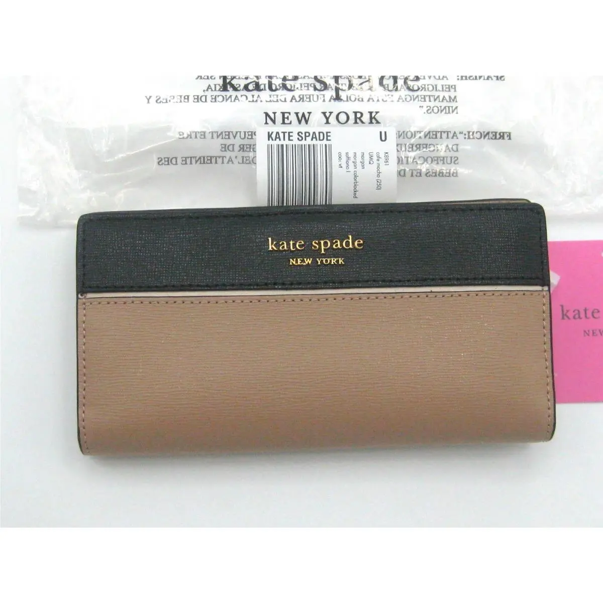 Kate Spade Morgan Colorblock Saffiano Leather Slim Bifold Wallet Cafe Mocha