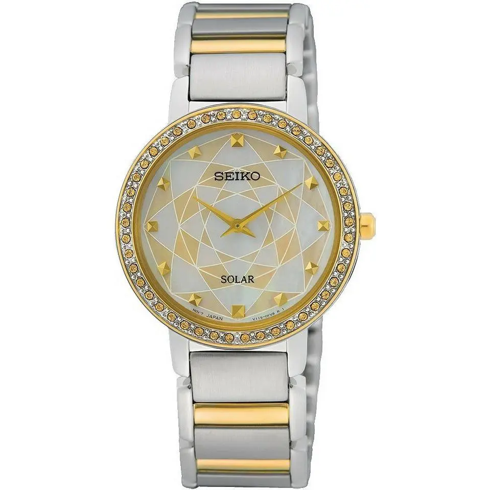 Seiko SUP454P1 SUP454 Ladies Solar Quartz All Stainless Steel 30M WR - Dial: Silver