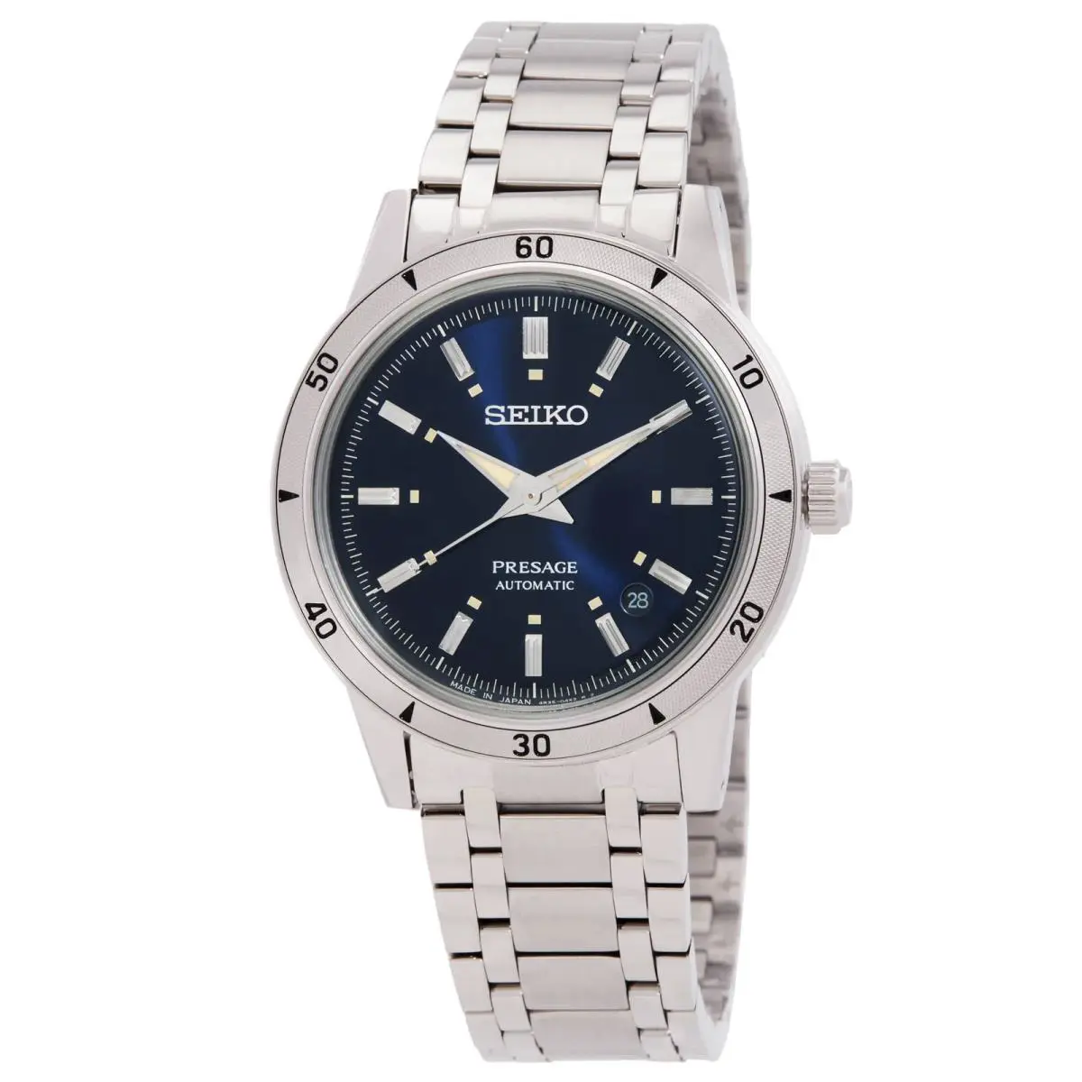 Seiko Presage Automatic Blue Dial Men`s Watch SRPL07J1 - Dial: Blue, Band: Silver-tone, Bezel: Silver-tone