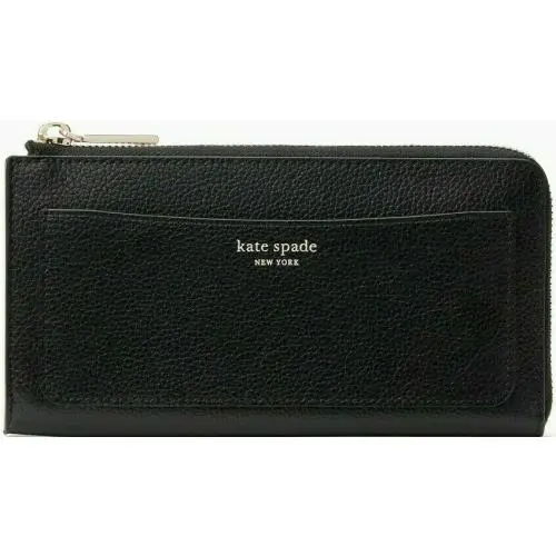 Kate Spade Eva Black Leather L Zip Continental Wallet WLRU5361 FS - Black, Manufacturer: black/wrbg (012)