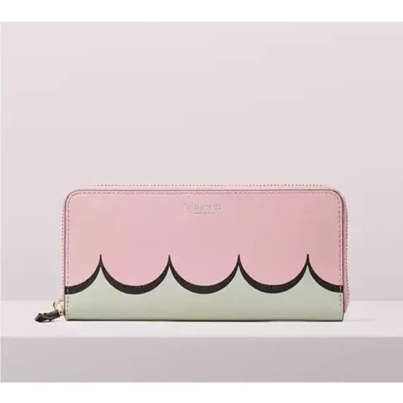 Kate Spade Wallet Intarsia Scallop Slim Continental Zip Around Pwru7129 New