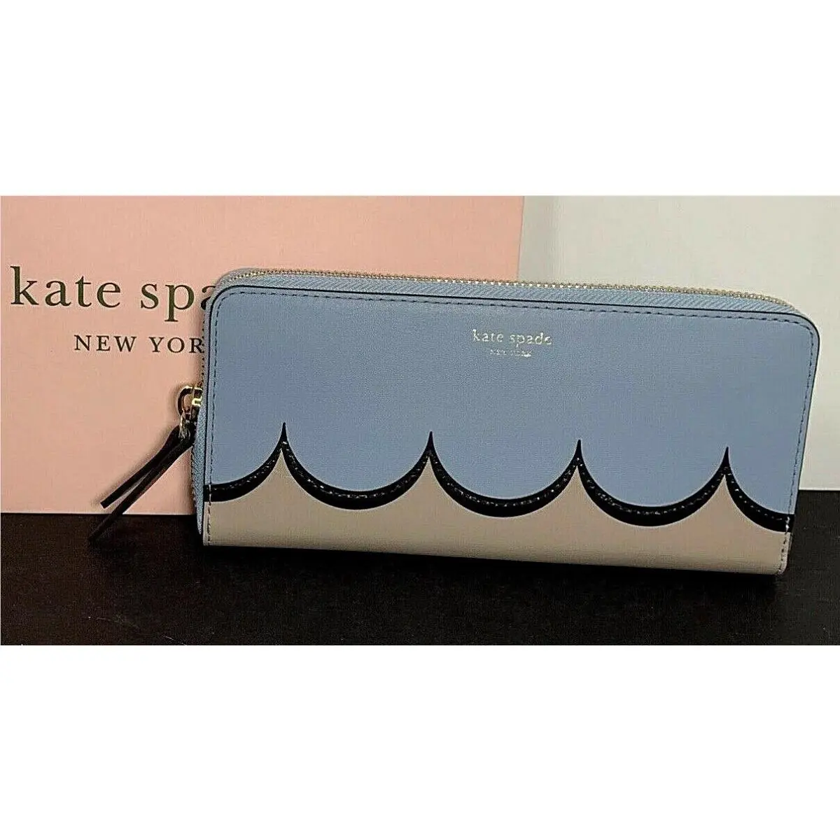 Intarsia Scallop Slim Continental Leather Wallet by Kate Spade