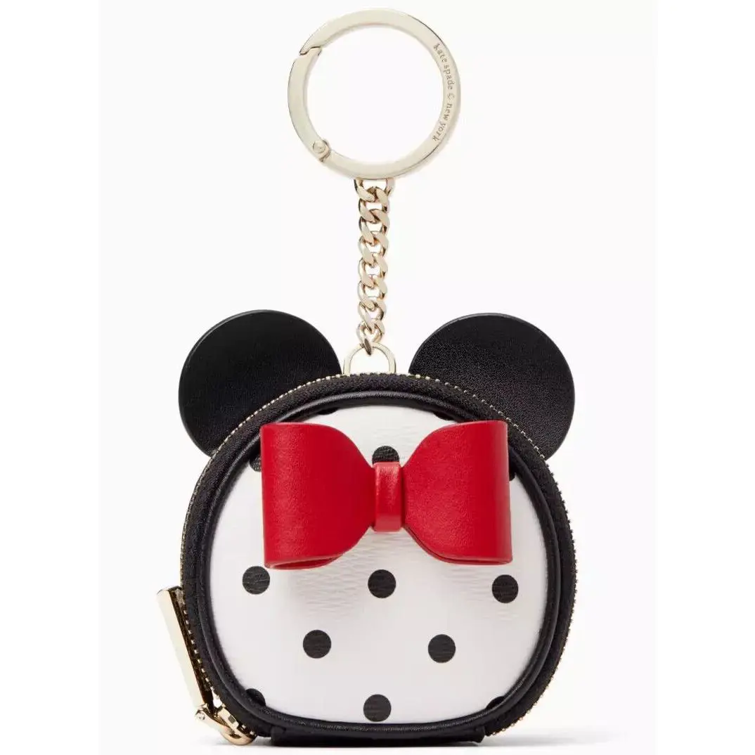 Kate Spade Disney X Minnie Mouse Coin Purse K4818 Black White Red Leather