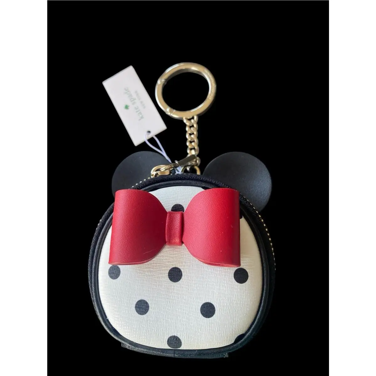 Kate Spade Disney X Minnie Mouse Coin Purse K4818 Black White Red Leather
