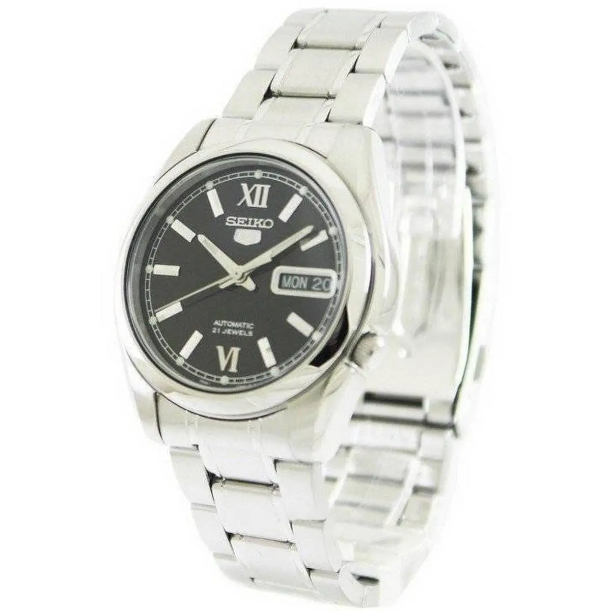5 Automatic 21 Jewels Stainless Steel Black Dial SNKL55K1 30M Mens Watch by Seiko