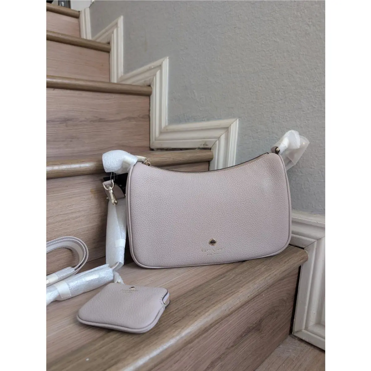 Kate Spade KK068 Emma Medium Shoulder Crossbody Bag w/ Pouch - Cozy Grey