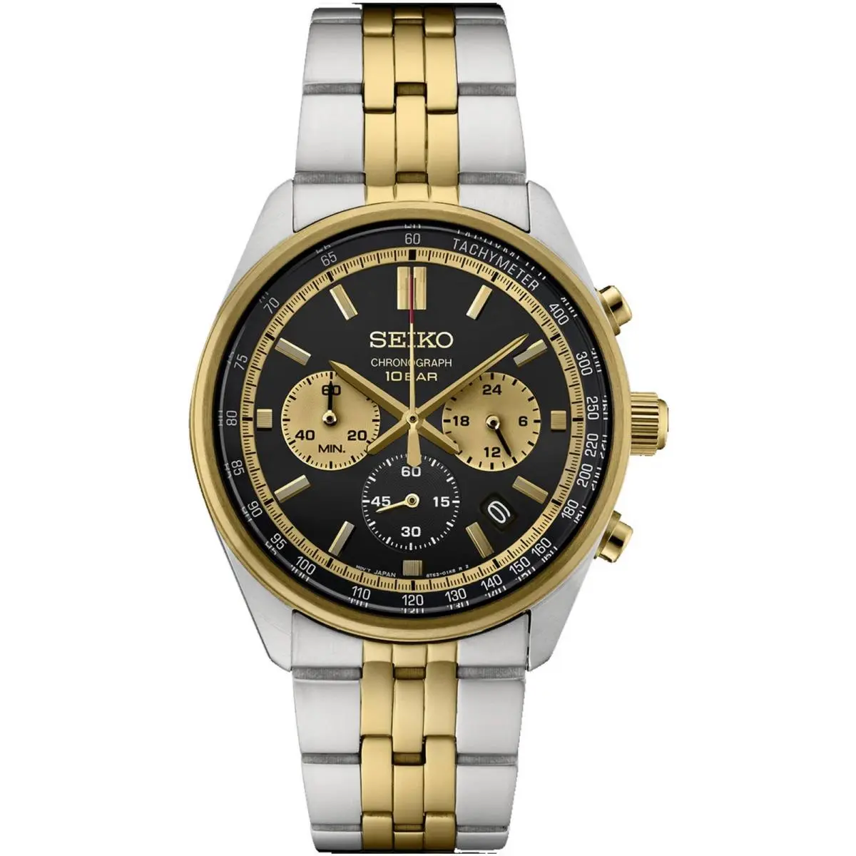 Seiko Men`s Watch Essentials Black Dial Plated Stainless Steel Bracelet SSB430