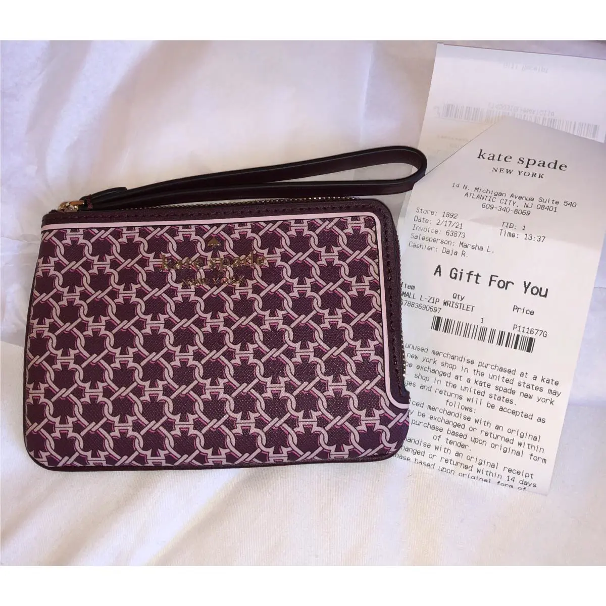 Kate Spade Small L-zip Wristlet Spade Link I WLRU6292 + Gift Receipt