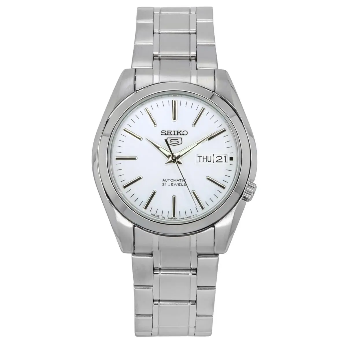 Seiko 5 Automatic 21 Jewels Japan Made White Dial SNKL41J1 Men`s Watch