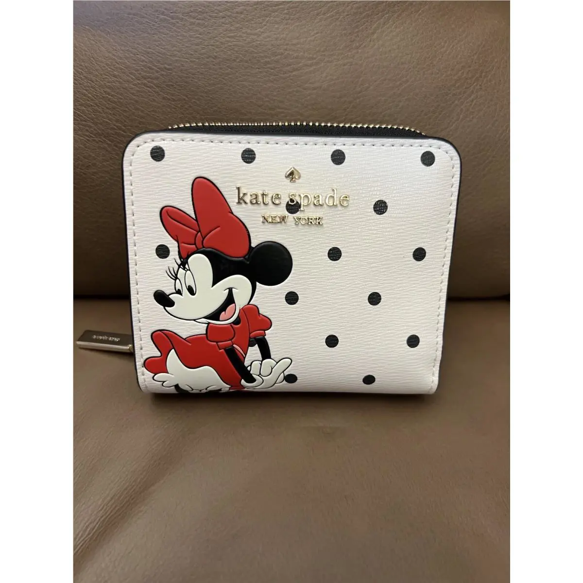 Kate Spade X Disney Minnie Mouse Bifold Small Zip Around Wallet