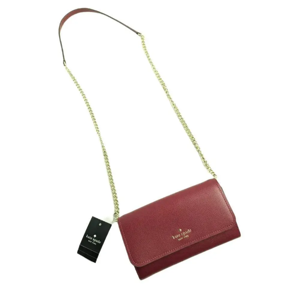 Kate Spade Darcy Chain Wallet Crossbody Purse Red Sangri