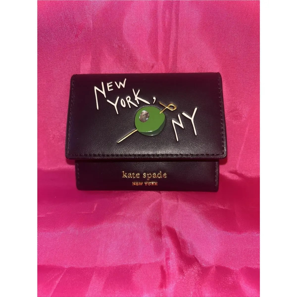 Kate Spade Perfect Match Flap Card Case Mini Wallet Matchbook Smooth Leather Blk