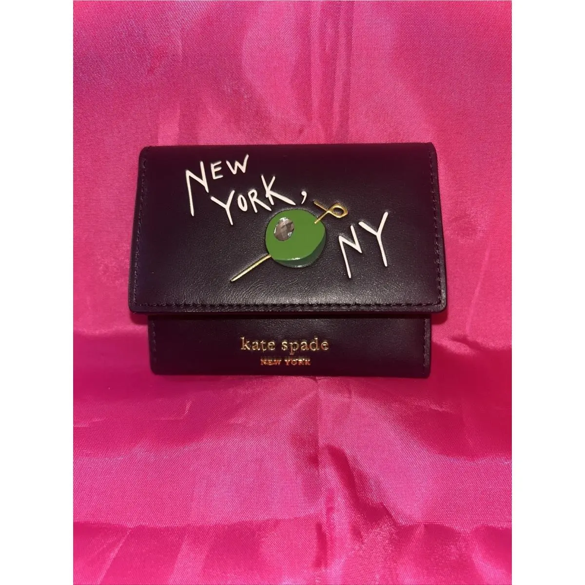 Kate Spade Perfect Match Flap Card Case Mini Wallet Matchbook Smooth Leather Blk