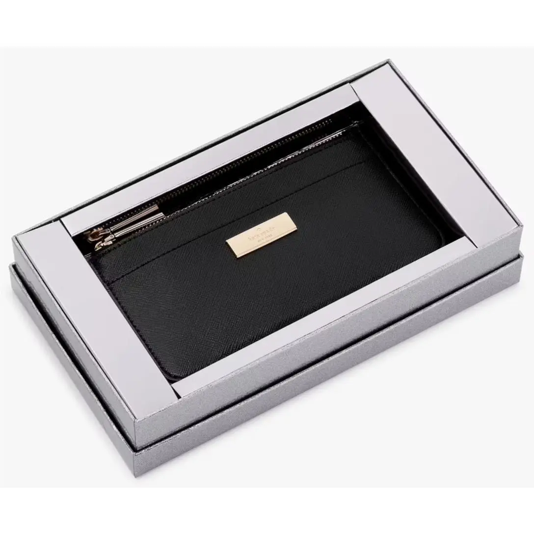 Kate Spade Kenzie Large Slim Cardholder Black Saffiano Pvc Wallet KK042