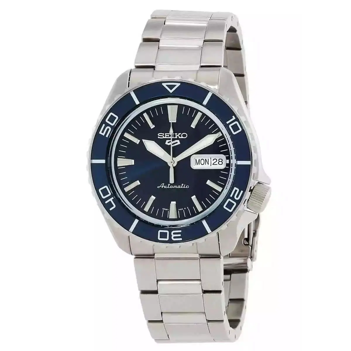 Seiko 5 Sports Skx Series Blue Sunray Dial Automatic SRPK97K1 100M Mens Watch - Dial: Blue, Band: Silver, Bezel: Blue