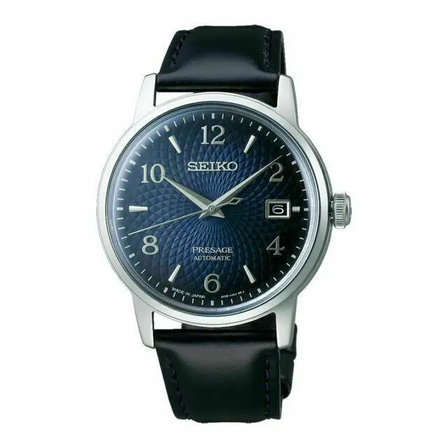 Seiko Presage Blue Men`s Watch - SRPE43 - Dial: Blue, Band: Black, Bezel: Silver