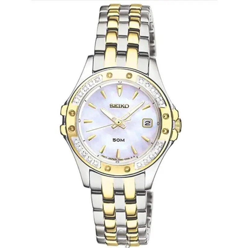 Seiko LE Grand Sport Two-tone Stainless Steel Women S Watch SXDE84 - Dial: Mother of Pearl, Band: Gold, Silver, Bezel: Diamonds