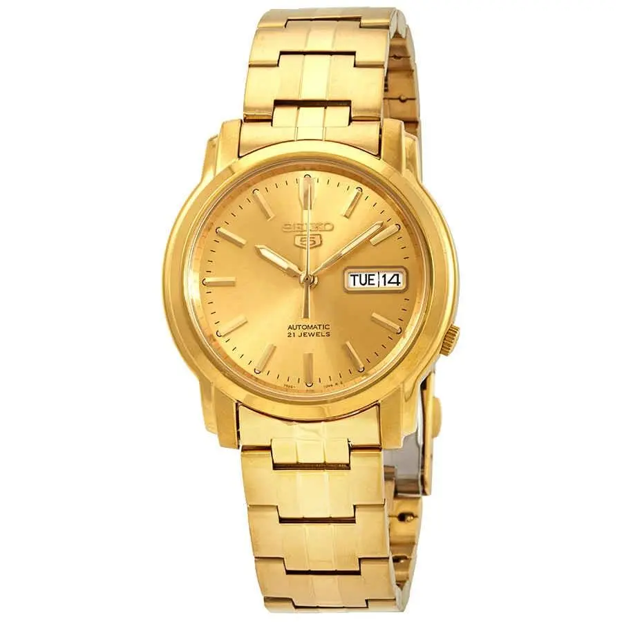 Seiko Series 5 Automatic Gold Dial Men`s Watch SNKK76