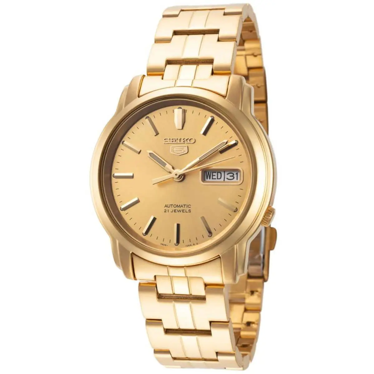 Seiko 5 Automatic Gold Plated Dress Watch SNKK76 Mens Watch