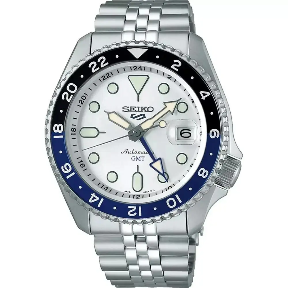 Seiko 5 Sports Automatic Gmt 42.5mm White Dial Skx Men`s Watch SSK033