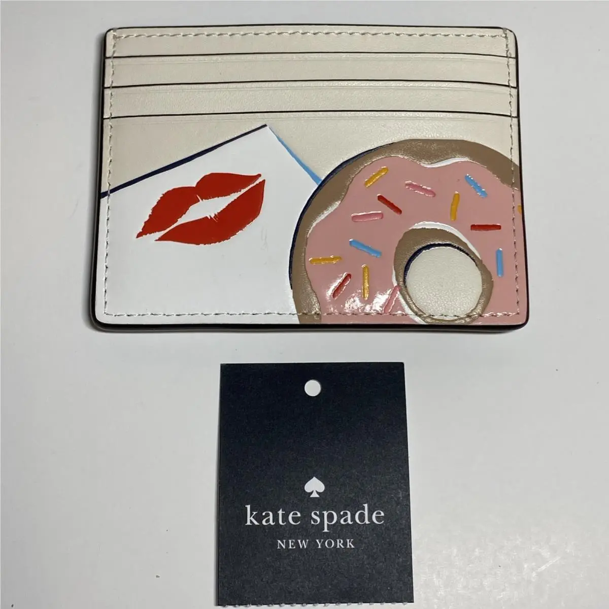 Kate Spade NY Coffee Break Donut Small Slim Card Holder In Cream New