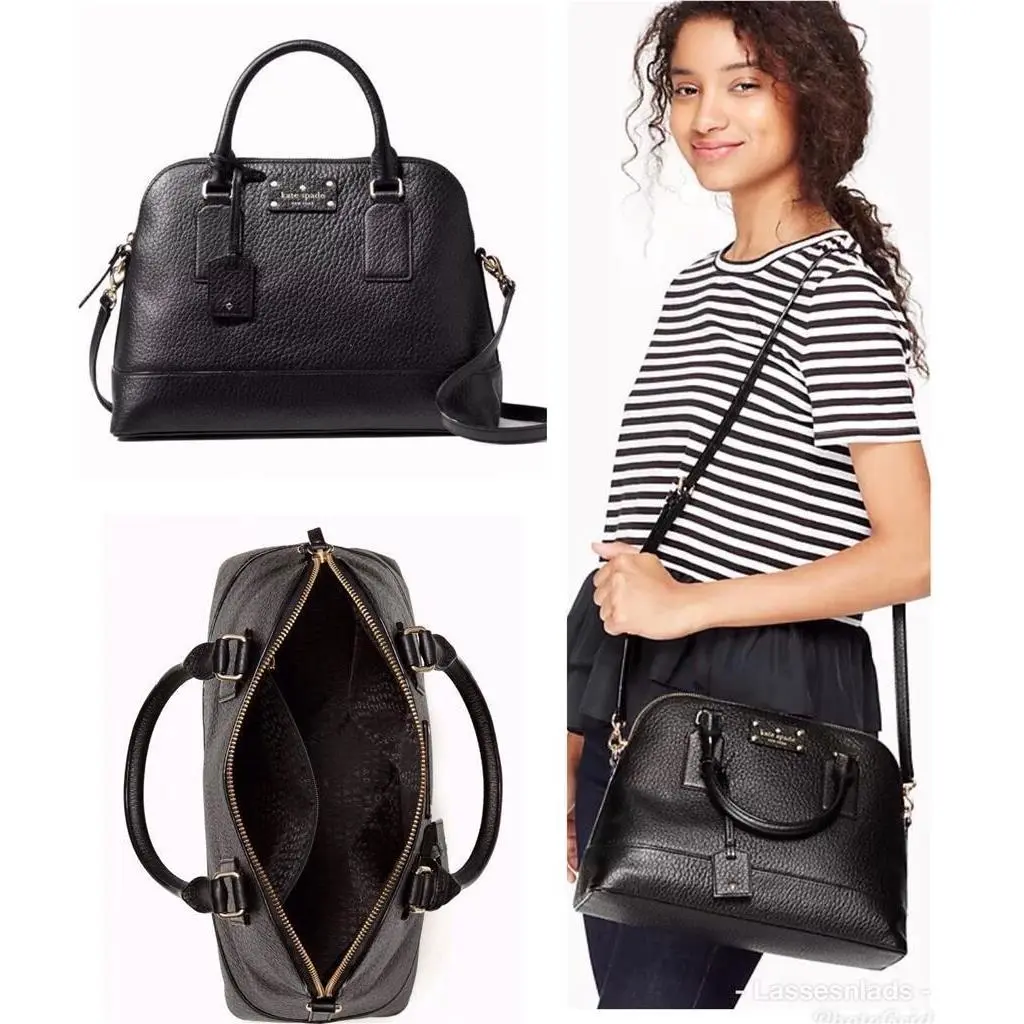 Kate Spade Small Rachelle Black Leather Bag Bay Street Shoulder WKRU4036 New