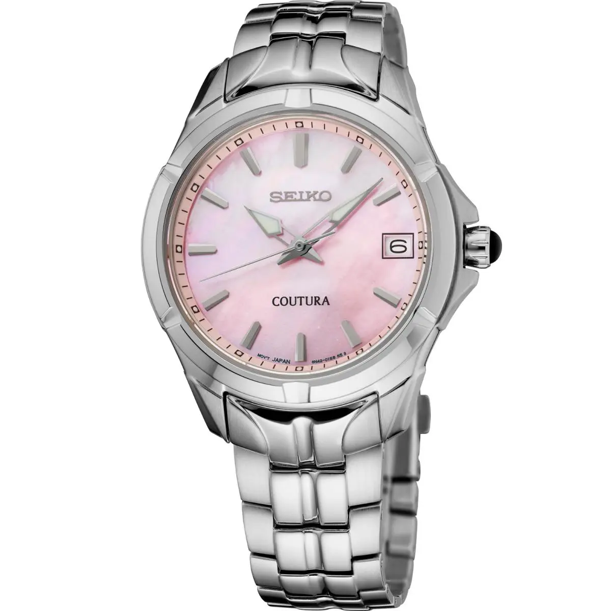 Coutura SS Quartz Pink Mop Dial Stainless Steel Women`s Watch SUR585 by Seiko