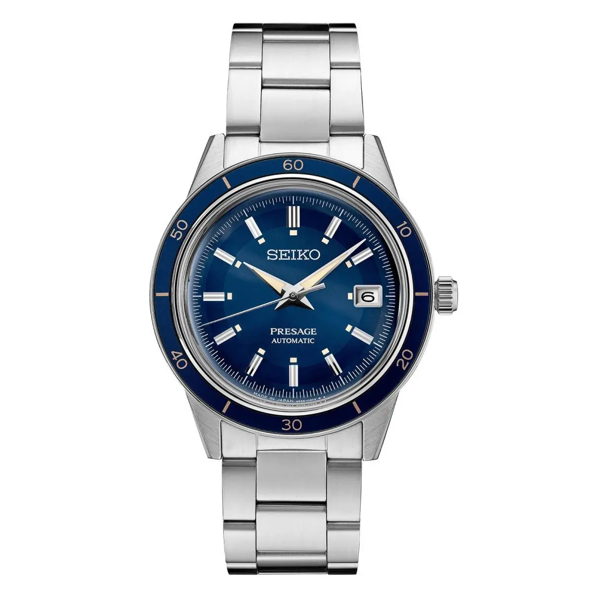 Presage SRPG05 40.8mm Blue Dial Automatic Men Watch Vintage Style 60`s by Seiko