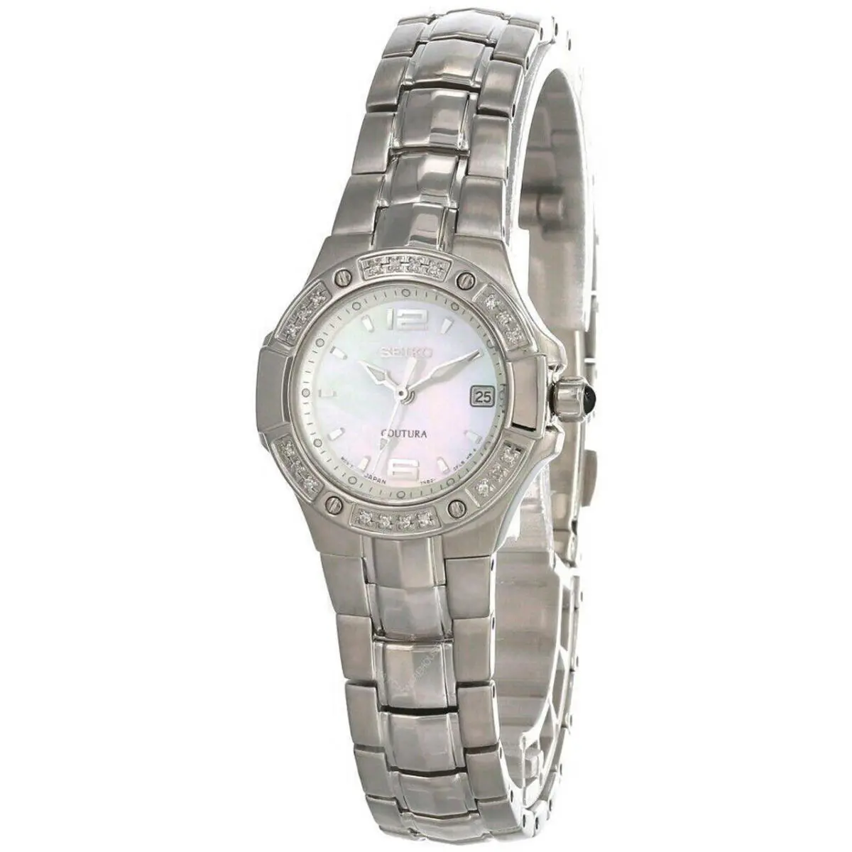 Seiko Coutura Collection Mop Dial S-steel Bracelet Women`s Watch SXD797 - Dial: Mother of Pearl, Band: Silver, Bezel: Silver