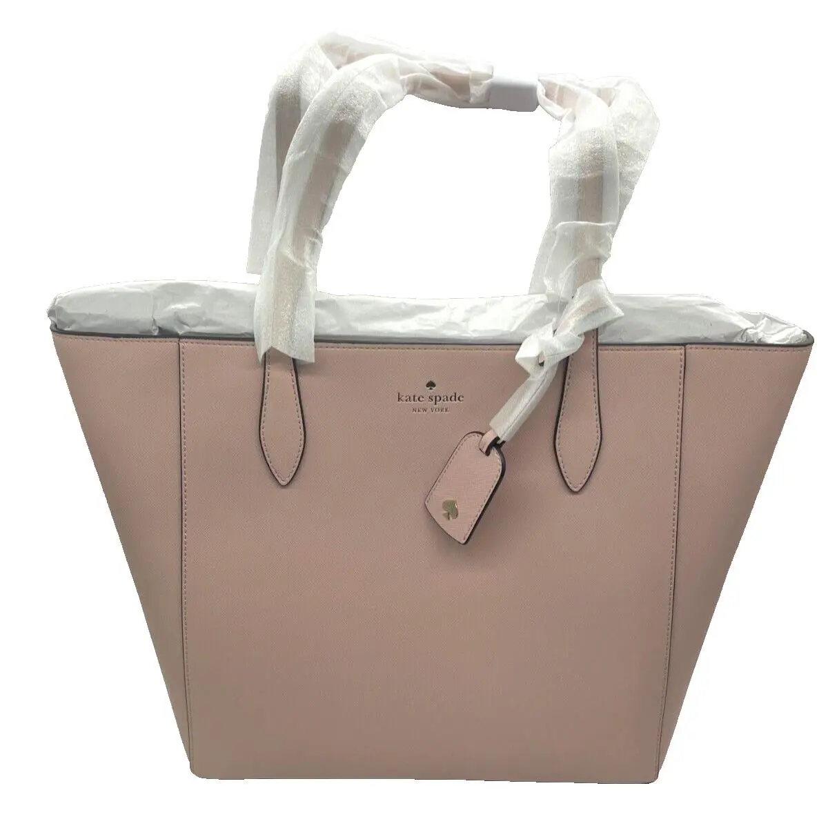 Kate Spade Dana Tote Zipper Close Rose Smoke Pink Saffiano Pvc Bag Charm KB617