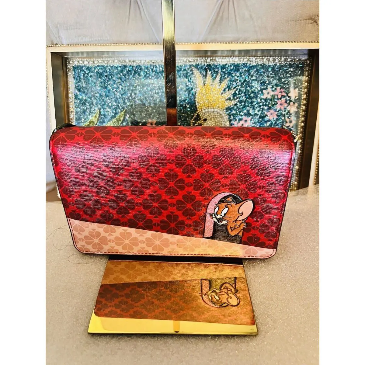 Kate x Tom & Jerry Spade New York x Tom Jerry Chain Crossbody Wallet Bag Crossbody Red Purse