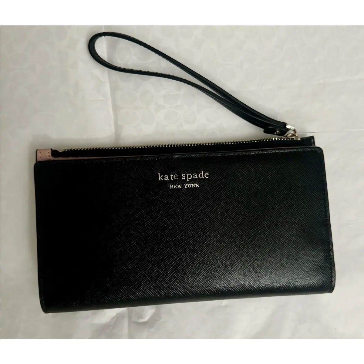 Kate Spade Spencer Continental Wristlet Black Saffiano Leather PWRU7855
