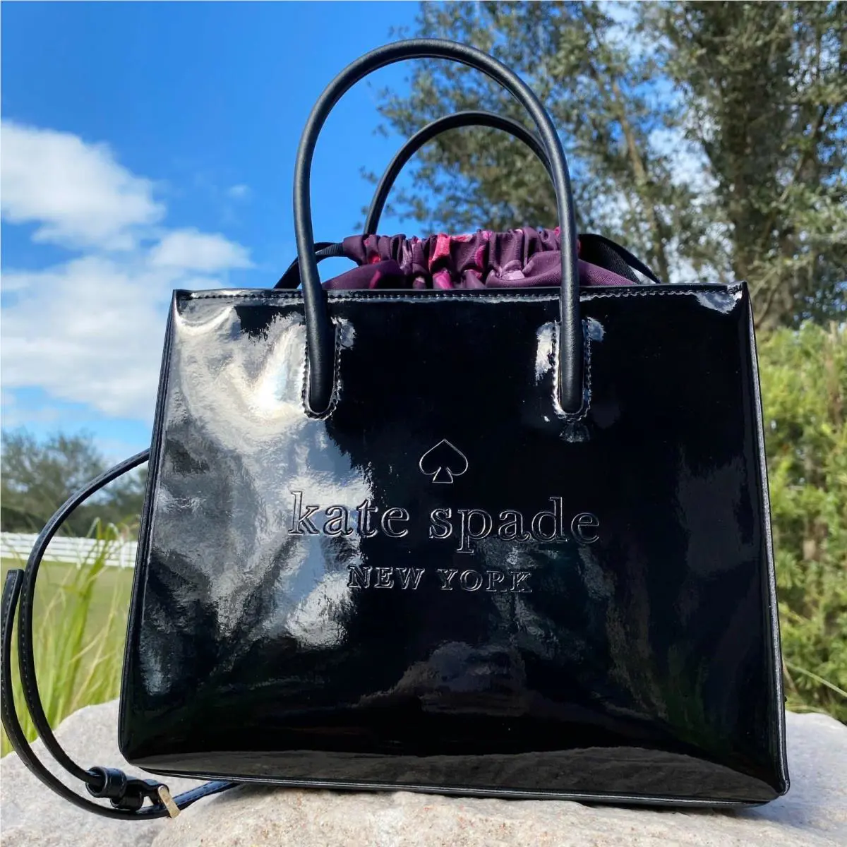 Kate Spade Trista Patent Black Leather Shopper Satchel/crossbody