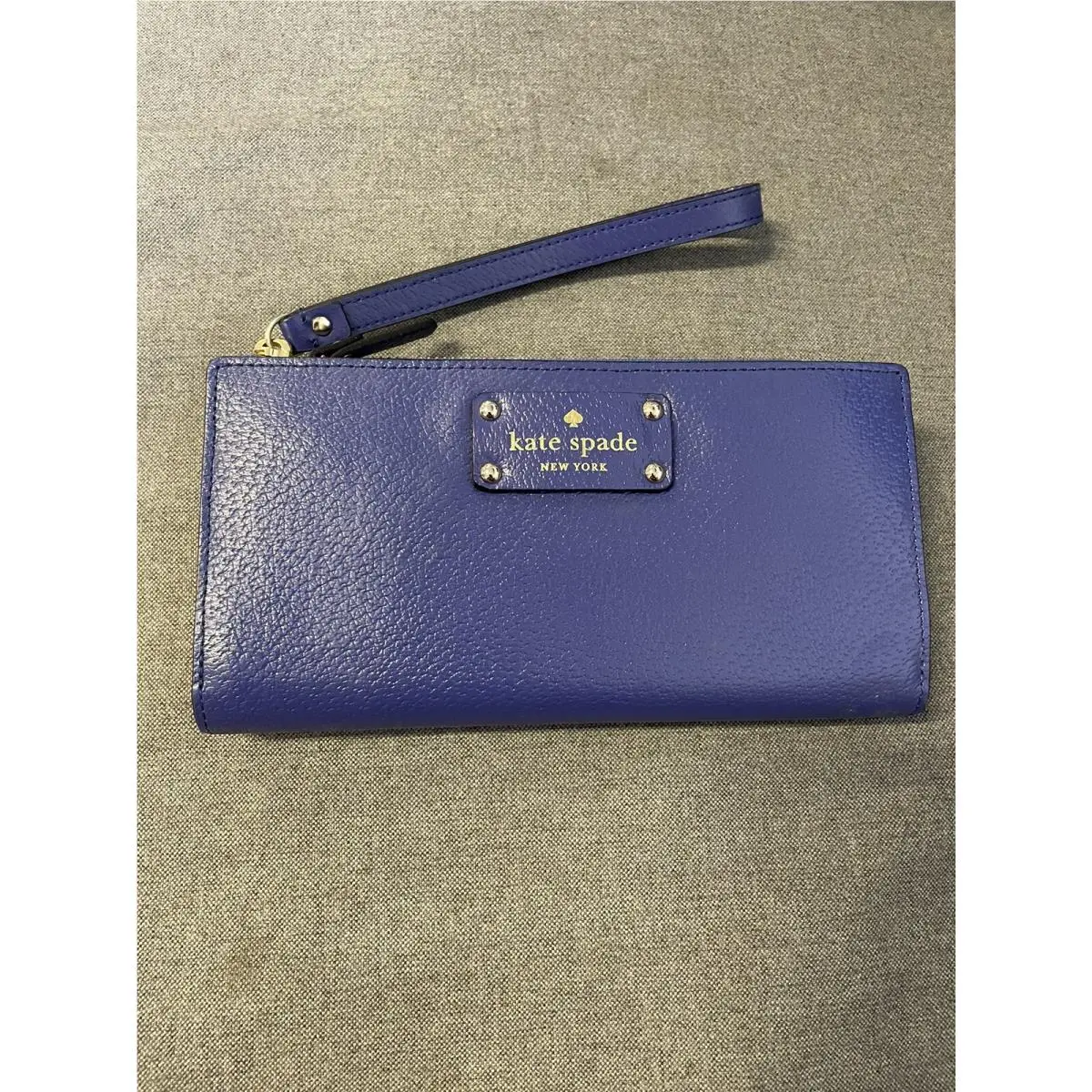 Kate Spade Wellesley Layton Women`s Emperorble Blue Leather Wallet Wristlet New